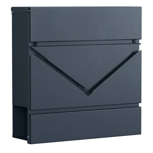 Boîte à lettres fenêtre mural avec serrure et couvercle porte-journaux facile à installer gris anthracite Helloshop26 12_0004365