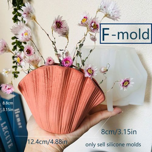 Moule en silicone pour vase à pétoncle,bouteille d'arrangement de fleurs séchées,conteneur de anciers d'arôme de gypse,plâtre,coquille de style nordique,bricolage,prenant en compte le - Type F-mold