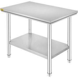 Mevronisshop-Table De Travail Cuisine Inox, Plan De Travail Cuisine En 2 Etage, Table De Travail En Acier Inoxydable Pour Préparation De Cuisine D'aliment Des Repas Hôtels Bureaux Hôpitaux (60x90x80)