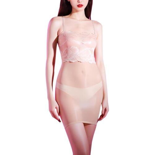 Kalanka-Femme Bodystocking Robe Sexy Bretelles Réglables Combinaison Resille Brillante Collant