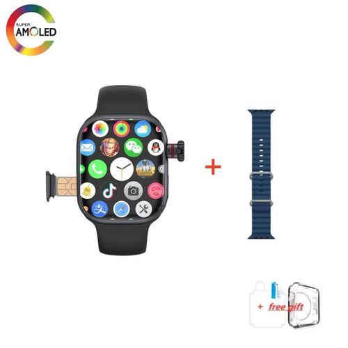Montre CD99 X 5G smartwatch 2,29 pouces 5G LTE montre intelligente avec 180 ° Caméra rotative GPS WiFi emplacement pour carte SIM surveillance de la santé,8 Go 128 Gobracelets Bleus noirs[Z74]