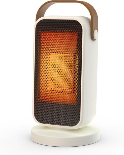 Chauffage d'appoint, 1200W Mini PTC Chauffage Soufflant Electrique à Economie D'énergie, Silencieux, 3 Niveaux de Chauffage, Radiateur Soufflant Pour Salle De Bain, Bureau, Salon, Maison(Blanc)