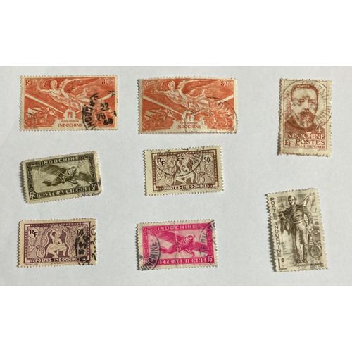 12 Timbres Oblitérés D' Indochine + Enveloppe Affranchie (2 Timbres) Provenant D' Indochine Pour La France (Jura)