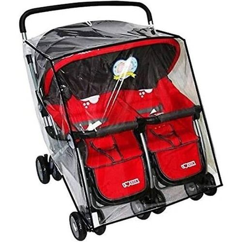1 Pcs Universelle Side-By-Side Housse De Pluie Pour Poussette Double, Clair De Pvc De La Poussière Et Du Vent