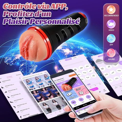 Kalanka-Masturbâteur Homme Mains Libres Sex Toys - Masturbateurs Masculins Automatiques Sex Toy¿S Homme Couple Avec Succion & Vibration Vibromasseur Pénis Avec Vaginette Ultra Réaliste & Support De T