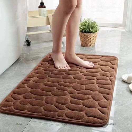 Tapis de Bain 3D Antidérapant, Produit Absorbant, Lavable en Machine, vaccage Rapide,60 cm x 90 cm,Café