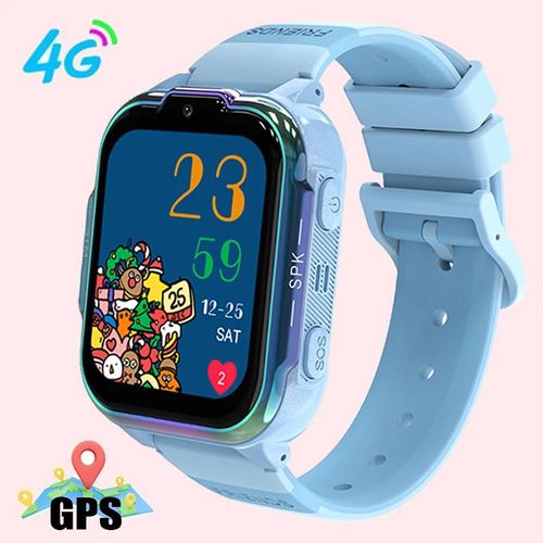 (Kids watch¿Blue) 4G montre intelligente enfants GPS WIFI appel vidéo SOS IP67 étanche enfant Smartwatch caméra moniteur traqueur localisation téléphone montre