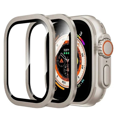 (For Apple Ultra¿Titanium 7) Verre Trempé Pour Apple Watch Ultra 49mm, 2 Pièces, Cadre Métallique En Titane, Film Anti-Rayures, Série Ultra 2, Accessoires De Protection D'écran