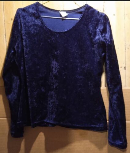 Haut Femme - Velours Marine - Col Rond - Manches Longues - Taille 40