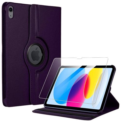 Coque + Verre Trempé Pour Ipad A16 (11"") / Ipad 10 2022 (10,9"") Etui Rotatif Multi-Angle Violet - E.Fconnection