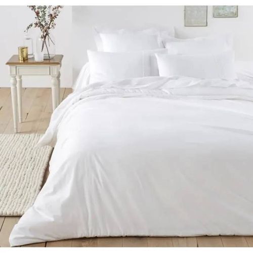 Housse De Couette - Home Deco - 220x240cm - 100% Coton - Satin - Blanc
