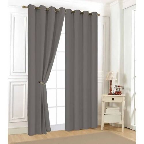Rideau - Aveline - Gris - 140 X 240 Cm - 100% Polyester - ?illets Rondes