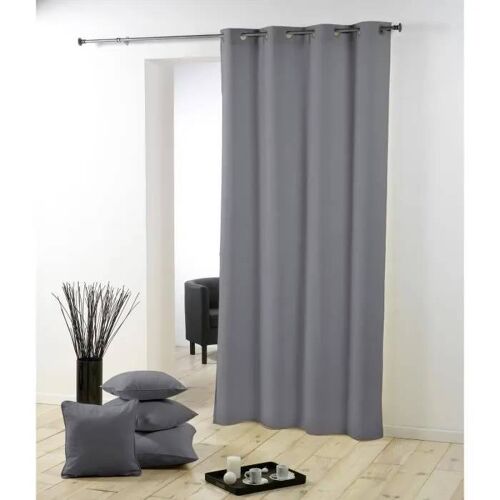 Rideau - Charly - 140x260 Cm - Gris - ?illets - Polyester 100% - Lavable