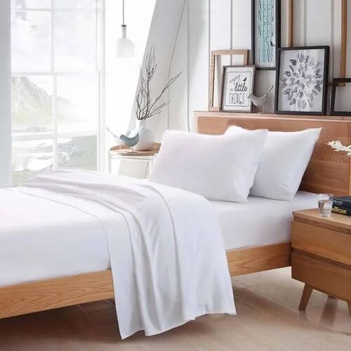 Linge 4-Pièces 100% Coton Égyptien Solide: 1 Drap Plat 240x300 Cm + 1 Cm Couverture Feuille 140x190 + 2 Taies D'oreiller 63x63 Cm