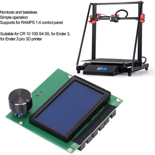 MEVRONISSHOP-cran LCD pour imprimante 3D 12864 - Panneau d'affichage pour imprimante 3D - Panneau de contrôle intelligent bleu pour CR 10 10S S4 S5 pour Ender 3 Pro imprimante 3D