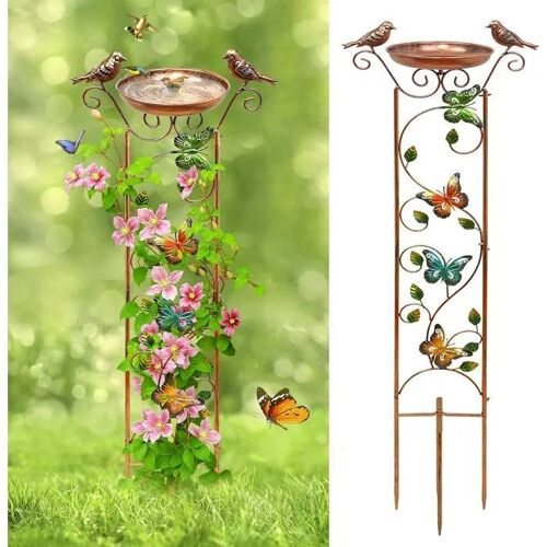 Abreuvoir Pour Oiseaux - Falostwer - Métal Bronze - Treillis Pour Plantes - 5 Pièces