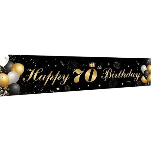 Guirlande Bannière - NIKCORP - 70e Anniversaire - Noir et Or - 180x40 cm - Décoration Suspendue