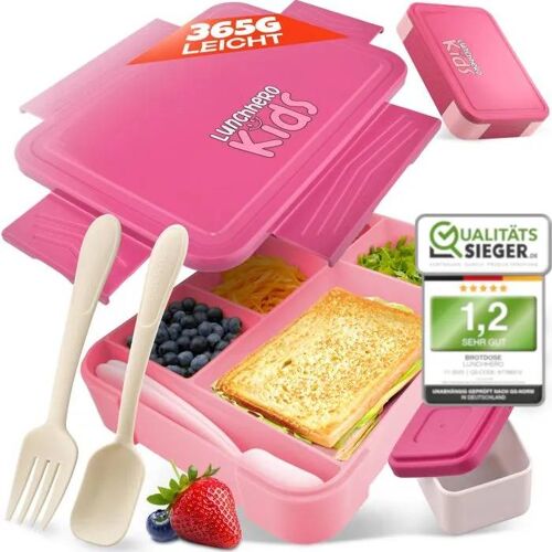 Boîte À Lunch - Lunchhero - Enfant - Rose - 6 Compartiments - Couverts Inclus
