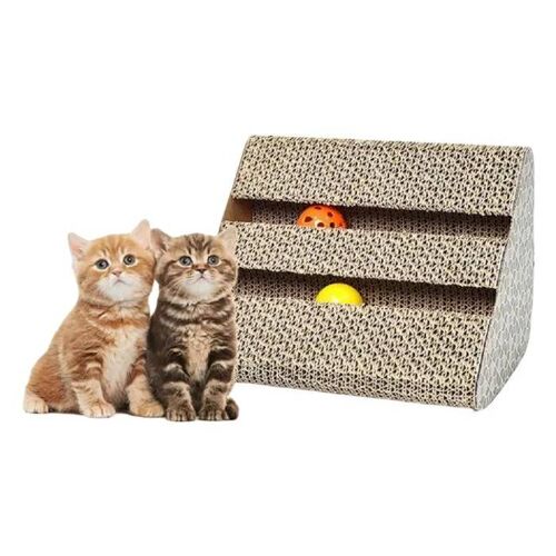 Grattoir Pour Chat - Nikcorp - Triangle - 27.3x17.5x17.5 Cm - Carton - Jouet Balle