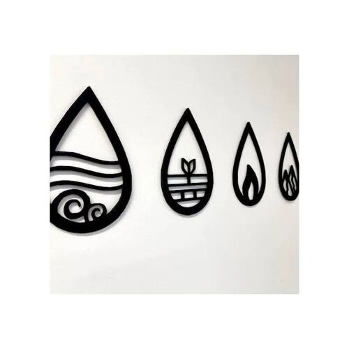 Décoration Murale - 4 Éléments - Bois Noir - 82x20cm - Découpe Laser