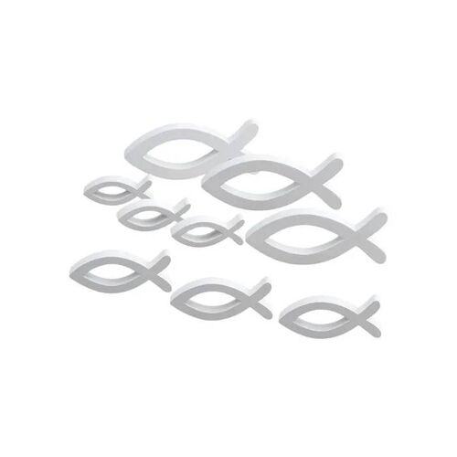 Décoration - NIKCORP - Ensemble de 9 Poissons en Bois Blanc - Élégance - Baptême - Communion