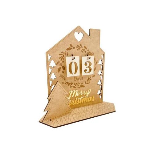 Maison Calendrier de l'Avent - NIKCORP - DIY - Bois naturel - 24 compartiments - 20x20 cm
