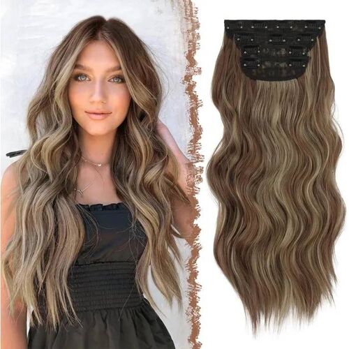 Extensions À Clips Largeurs Variées 4 Pièces 50cm Synthétiques Marron 