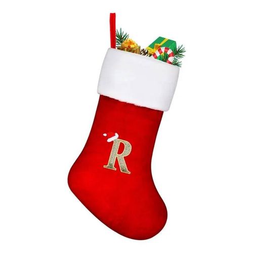 Chaussette de Noël Grande 45 cm Rouge pour Noël avec la Lettre "R"