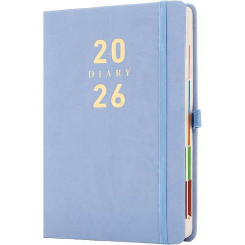 2026 Agenda Planificateur A5, Organisateur Journalier Planificateur 2026 Page Par Jour, Onglets Latéraux Colorés, Agenda À Couverture Rigide Pleine Page, Porte-Stylo, Bleu