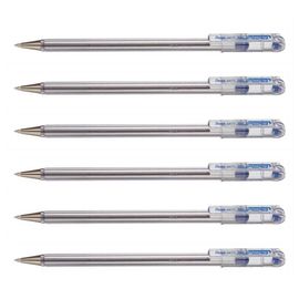 Pentel Lot De 6 Stylos Bille Superb Bk77 Pointe Moyenne Bleu