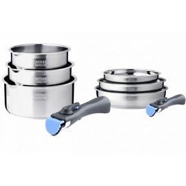 Batterie De Cuisine Inox 8 Pieces Avec 2 Manches Amovibles Arthur Martin