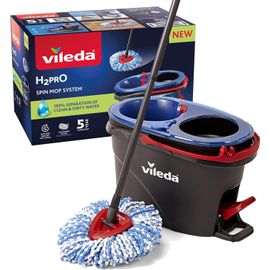 Vileda H2PrO système de Balai serpillère rotative, séparation Eau Propre et Sale, essorage sans Effort, Nettoyage en Microfibre, Assemblage Facile, Design Ergonomique