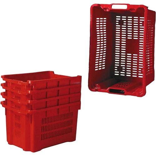SHOPROM, Boîte agricole en plastique perforé, récipient empilable pour fruits et légumes, 52 x 36 x 31 cm 1 PCS