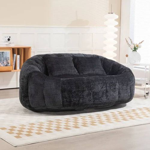Bean Bag Sofa Lazy Sofa Durable And Comfortable Recliner High Back Bean Bag Chair Sofa (Black Chenille)