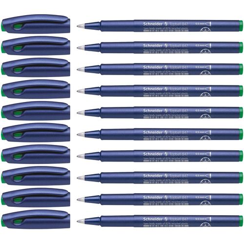 Schneider Lot De 10 Rollers À Encre Topball 847 05 Vert