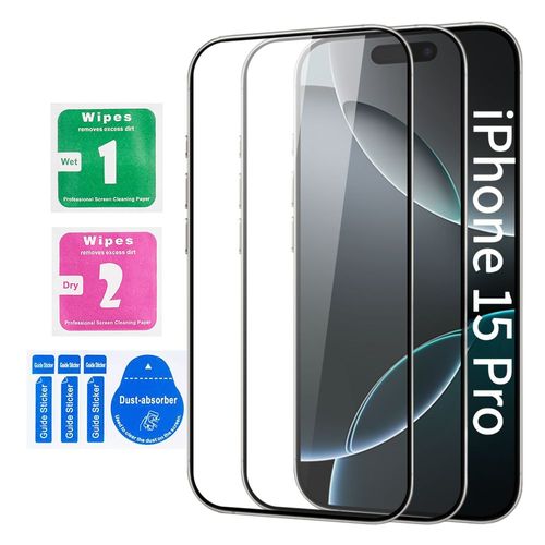 Verre Trempé Pour Iphone 15 Pro (6.1") - Lot De 2, Protection Écran 9h Anti-Rayures - Hct Style®