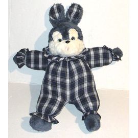 peluche lapin carreaux bleu vintage nounours