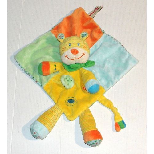 doudou zebre bleu vert orange jaune nicotoy