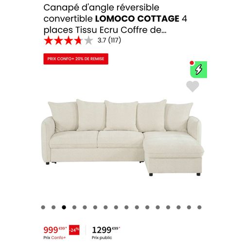 Canapé d'angle convertible et réversible