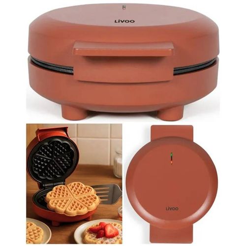 Gaufrier Électrique - 1000W - Revêtement Antiadhésif - Gaufres en forme de c?ur - Poignée Isolante