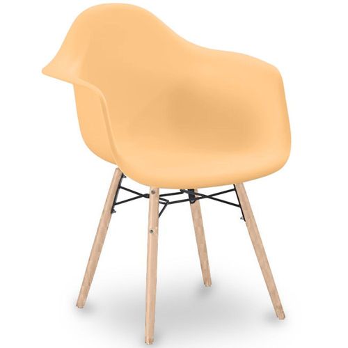 Chaise de Salle à Manger Design Scandinave - Pieds en Bois - Skandiva Orange pâle