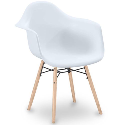 Chaise de Salle à Manger Design Scandinave - Pieds en Bois - Skandiva Blanc