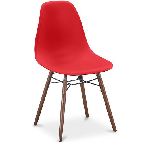 Chaises De Salle À Manger - Design Scandinave - Pieds En Bois Foncé - Lumi Rouge