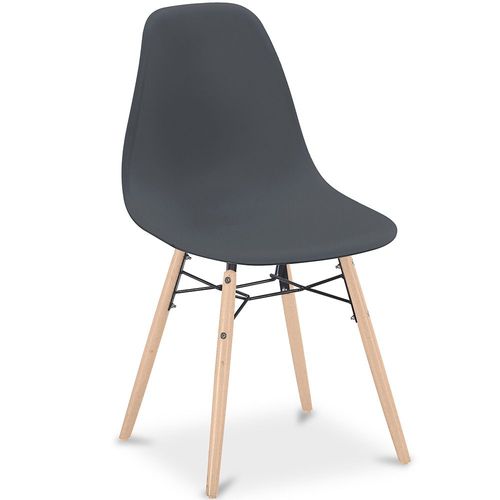 Chaise De Salle À Manger - Design Scandinave - Pieds En Bois - Lumi Gris Foncé