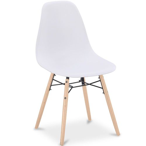 Chaise de Salle à Manger - Design Scandinave - Pieds en Bois - Lumi Blanc