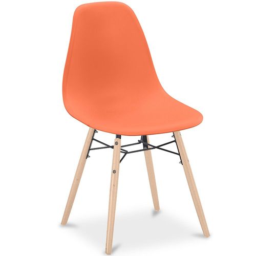 Chaise De Salle À Manger - Design Scandinave - Pieds En Bois - Lumi Orange