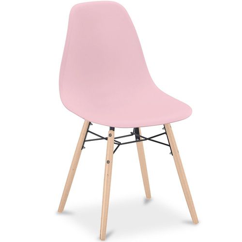 Chaise De Salle À Manger - Design Scandinave - Pieds En Bois - Lumi Rose Pâle
