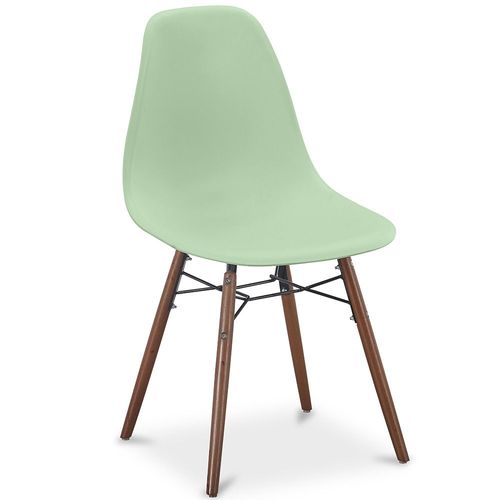 Chaises de Salle à Manger - Design Scandinave - Pieds en Bois Foncé - Lumi Vert pastel