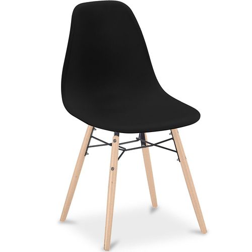 Chaise de Salle à Manger - Design Scandinave - Pieds en Bois - Lumi Noir