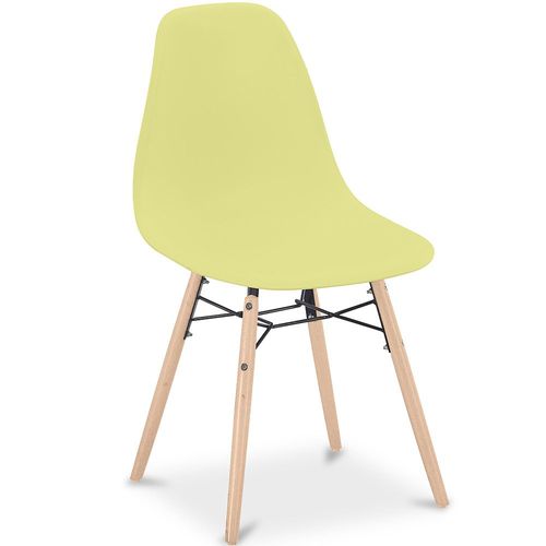 Chaise de Salle à Manger - Design Scandinave - Pieds en Bois - Lumi Jaune pâle
